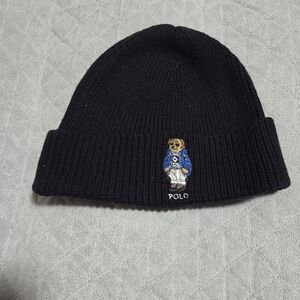 Polo by Ralph Lauren Black Beanie with Bear Patch